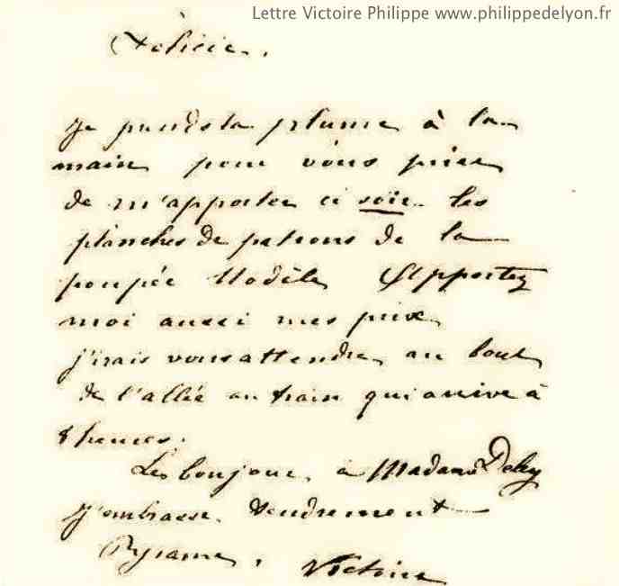 Lettre de Victoire Philippe à Felicie www.philippedelyon.fr